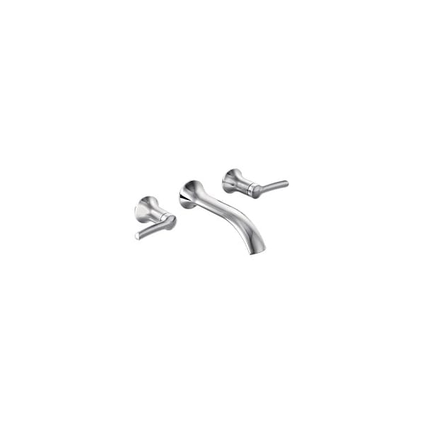 Chrome Two-Handle Wall Mount Bathroom Faucet